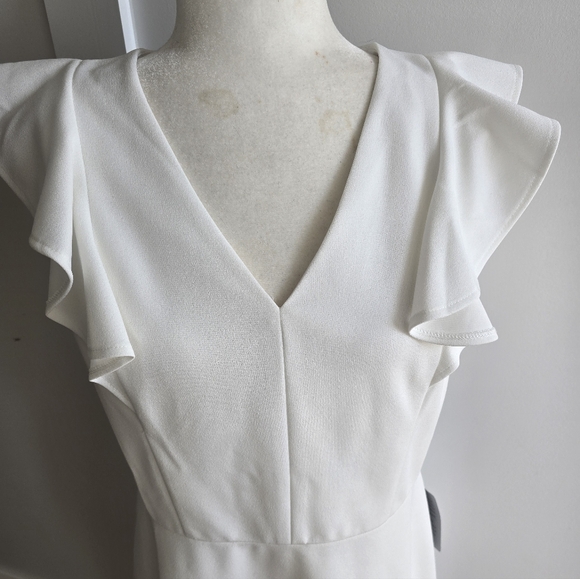 Donna Morgan White Ruffle Mini Dress, Size 8 NWT - Picture 4 of 10